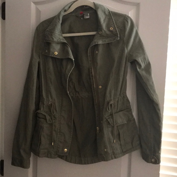 H&M Jackets & Blazers - Green denim jacket with adjustable waist